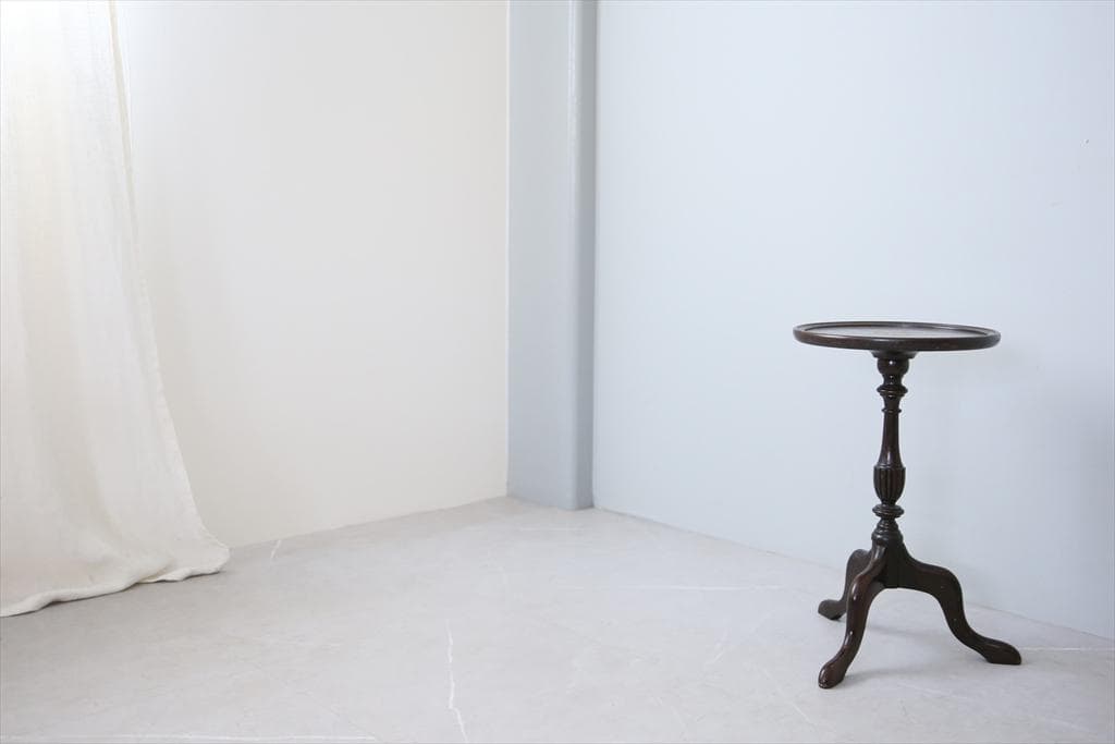 英国アンティーク木製ワインテーブル/サイドテーブル/丸机/飾り棚(89-67-2