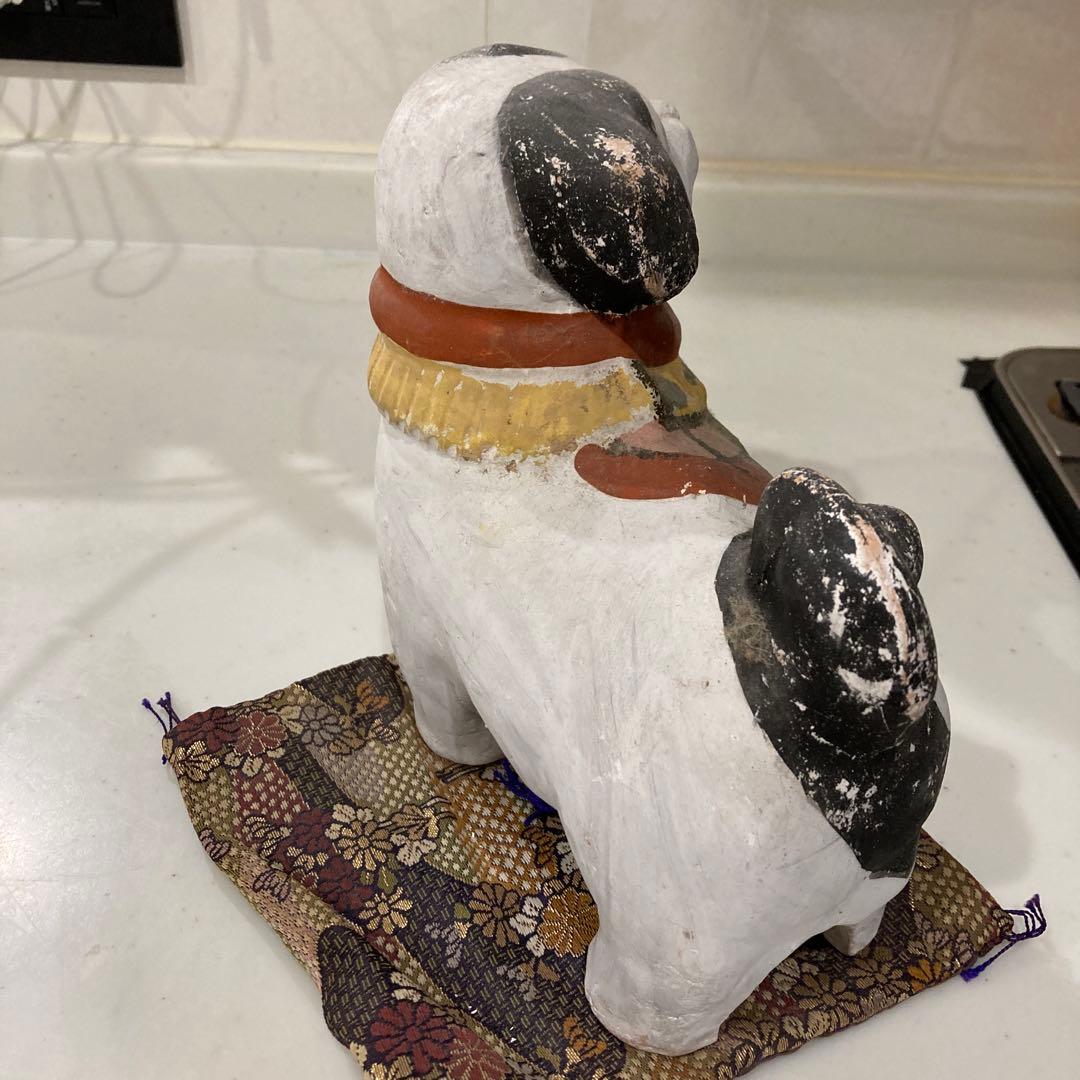 レトロ　古道具　土人形　泥人形　犬　戌　狛犬　アンティーク　広島　子宝　チン