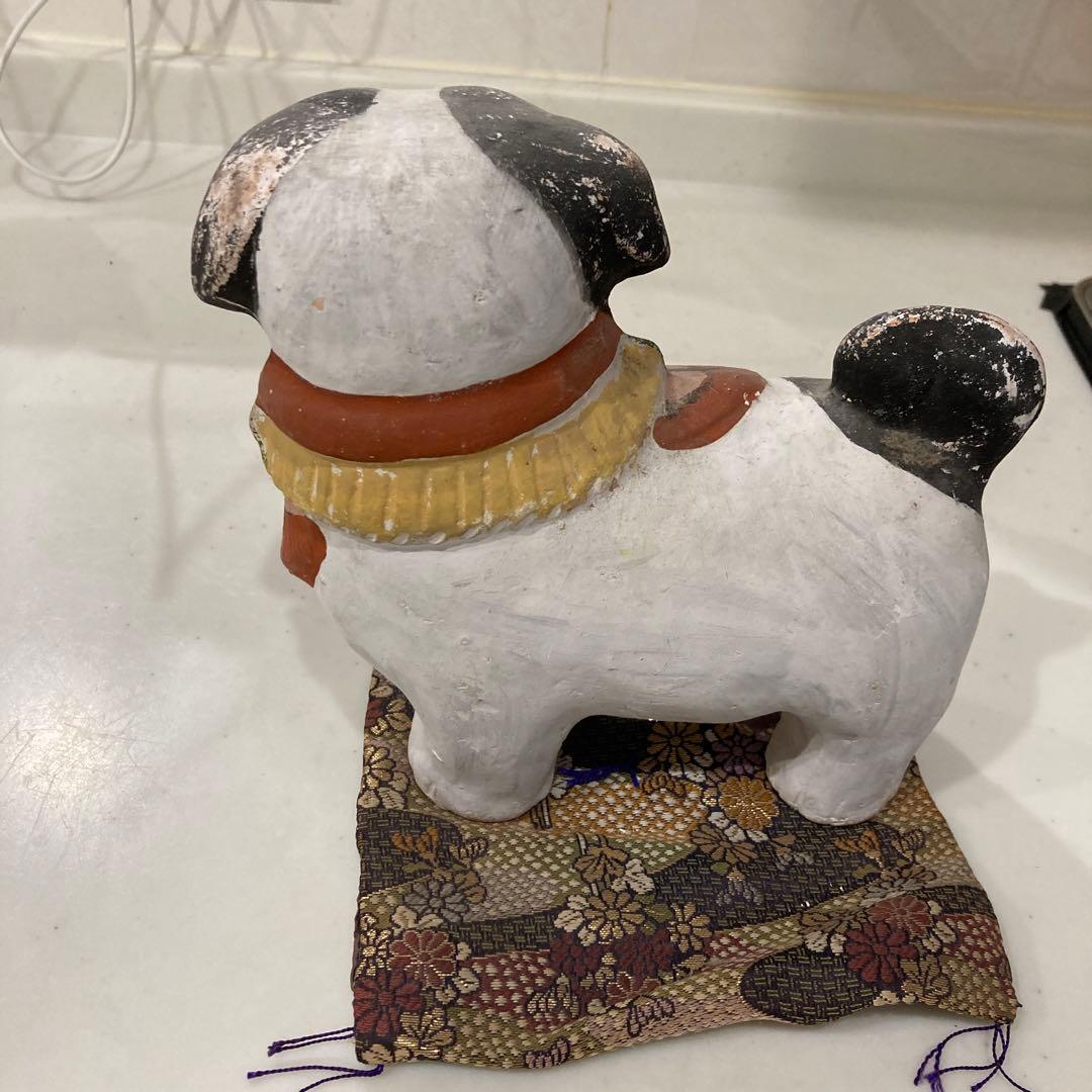 レトロ　古道具　土人形　泥人形　犬　戌　狛犬　アンティーク　広島　子宝　チン