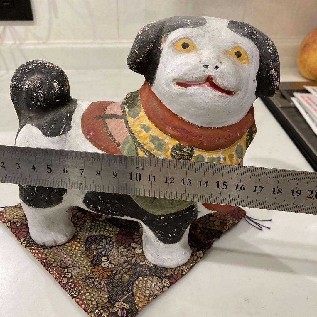 レトロ　古道具　土人形　泥人形　犬　戌　狛犬　アンティーク　広島　子宝　チン