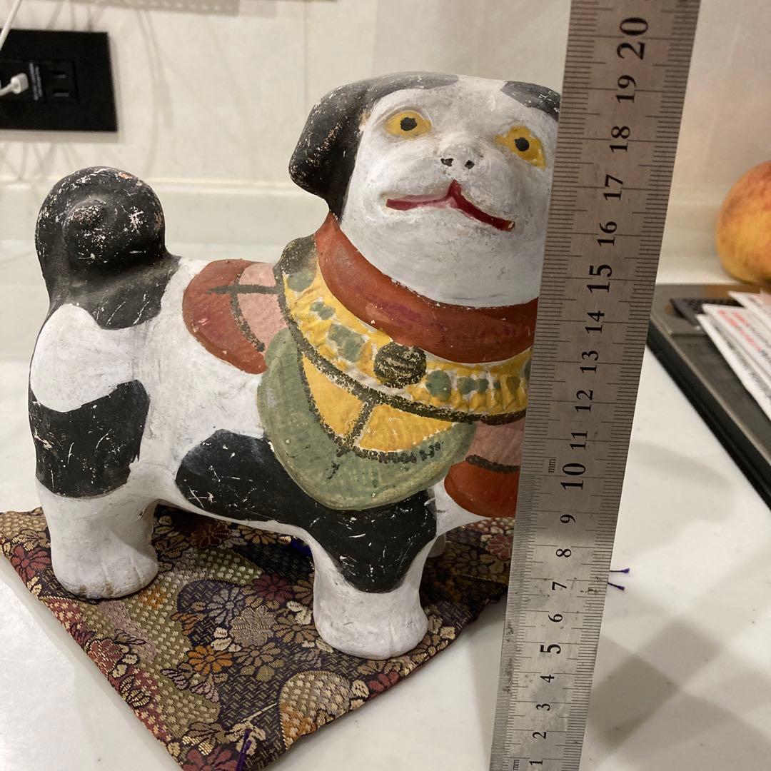 レトロ　古道具　土人形　泥人形　犬　戌　狛犬　アンティーク　広島　子宝　チン