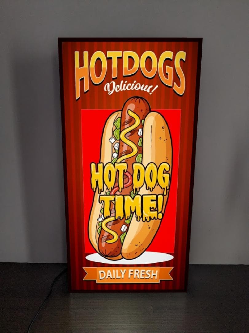 【Lサイズ】ホットドック サンドイッチ 看板 置物 アメリカン雑貨 ライトBOX