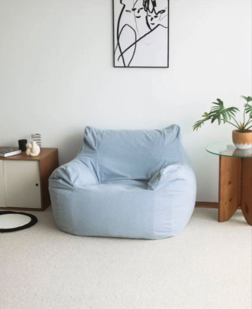 【LOOSY】1人がけビーズソファ／ライトブルー