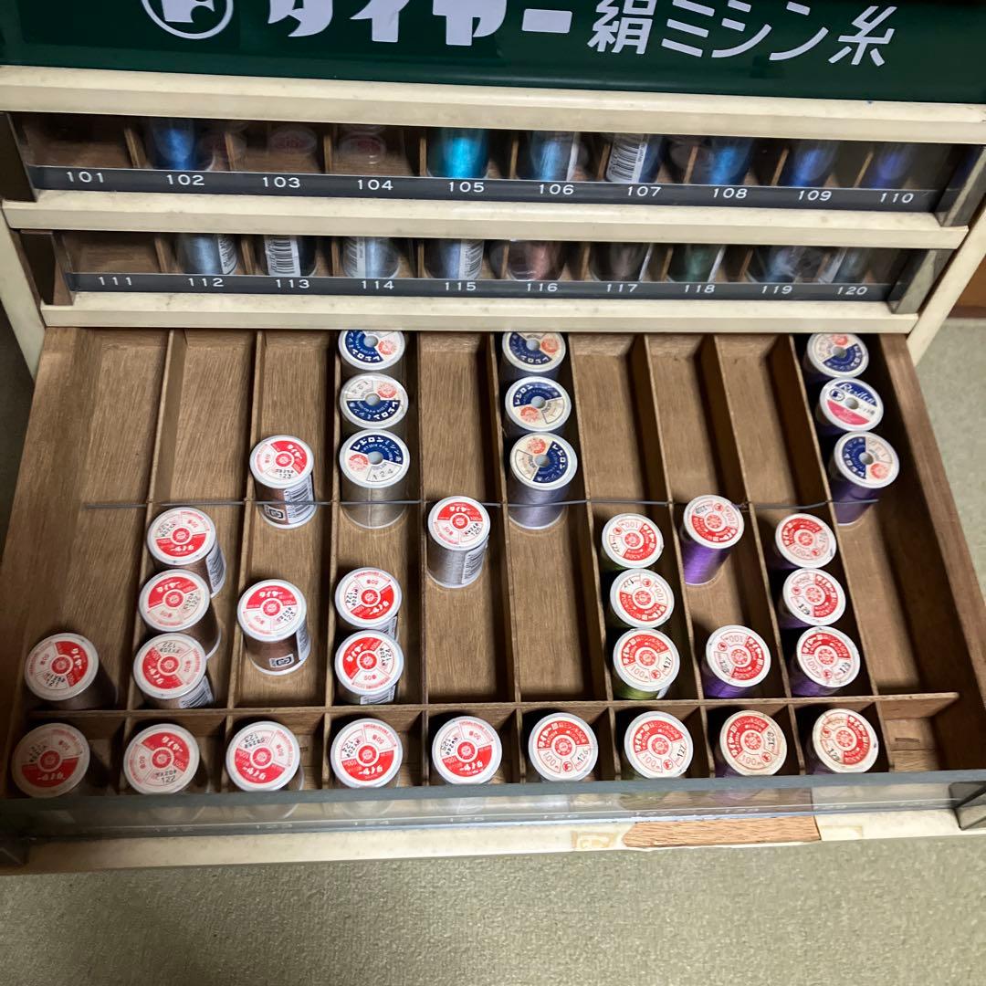 ミシン糸ケース 店頭ディスプレイ什器 昭和レトロ アンティーク タイヤー絹