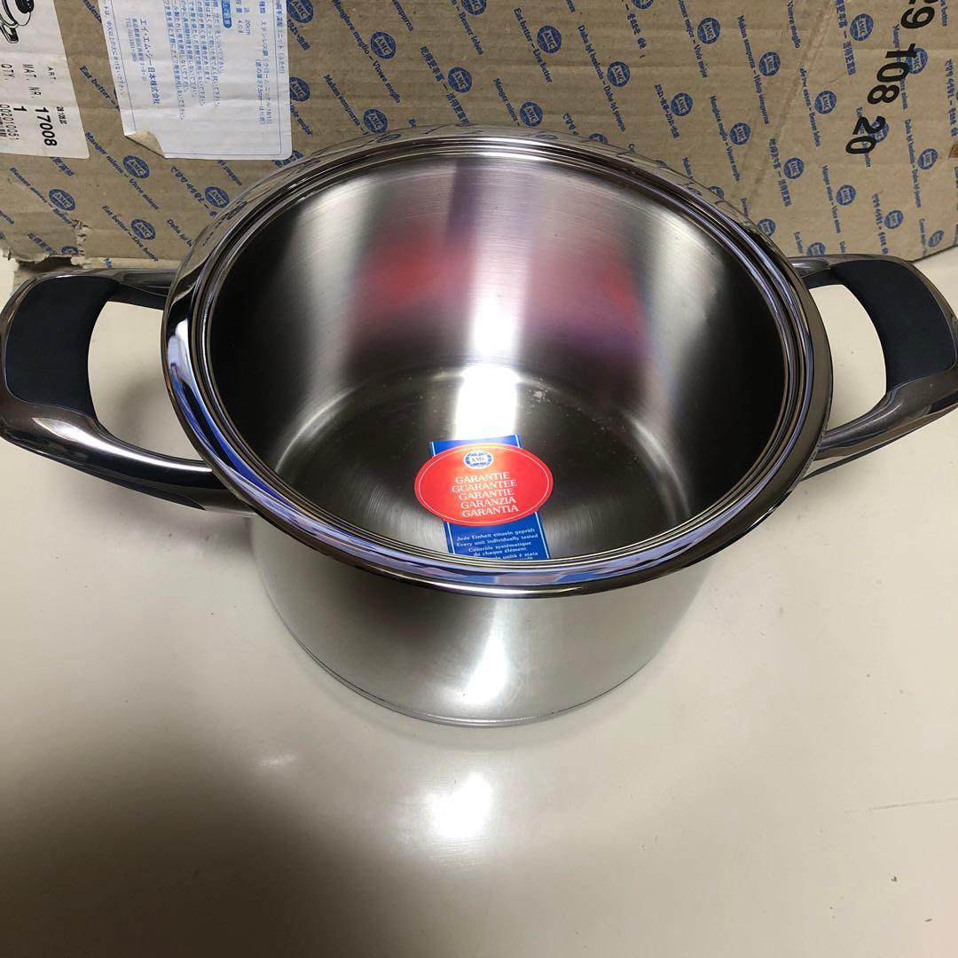 AMC ステンレス製中型両手鍋 20cm 4.0L 17008