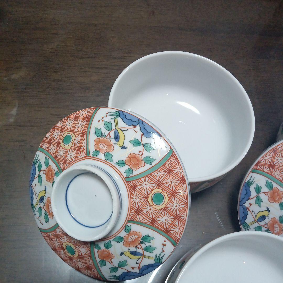 有田焼 翠泉窯 赤絵花鳥 茶碗蒸し碗揃 5 客セット 蓋付き碗 - メルカリ
