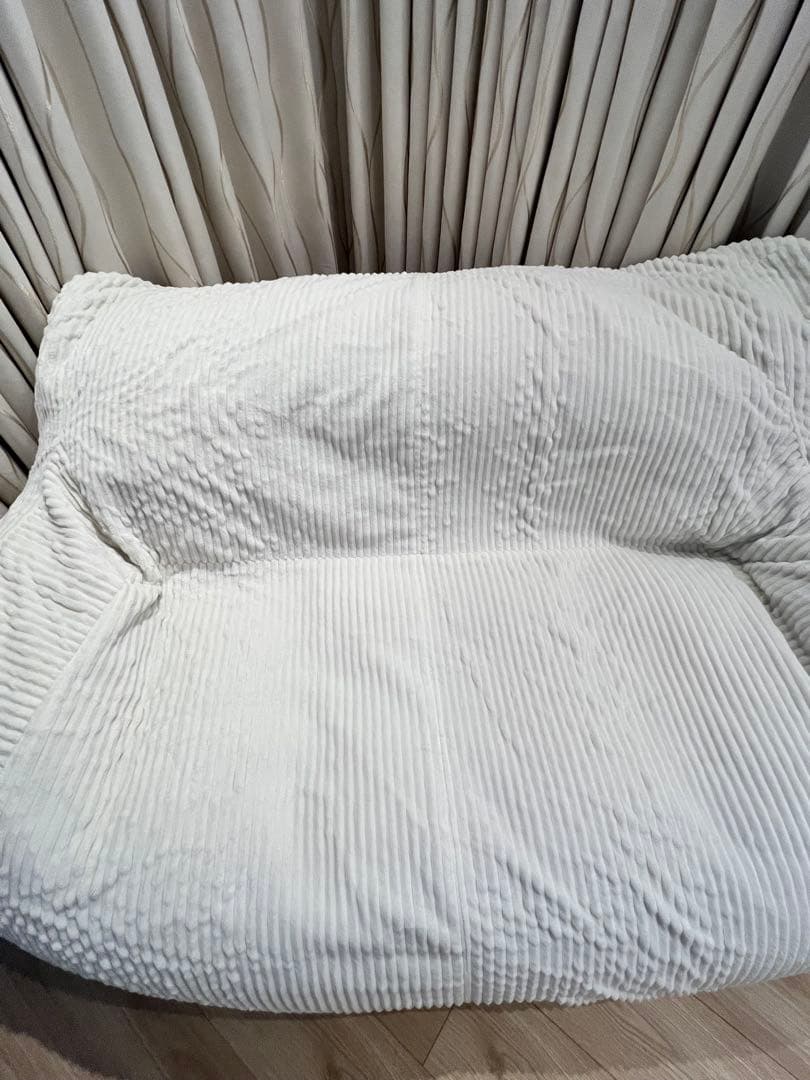 【LOOSY 2人掛けビーズソファ Ivory】＋ビーズオットマンカバー