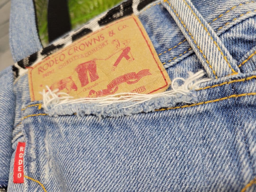 らん　[デニムリメイク]　サイドポケット付きトートバッグ(小)　№254