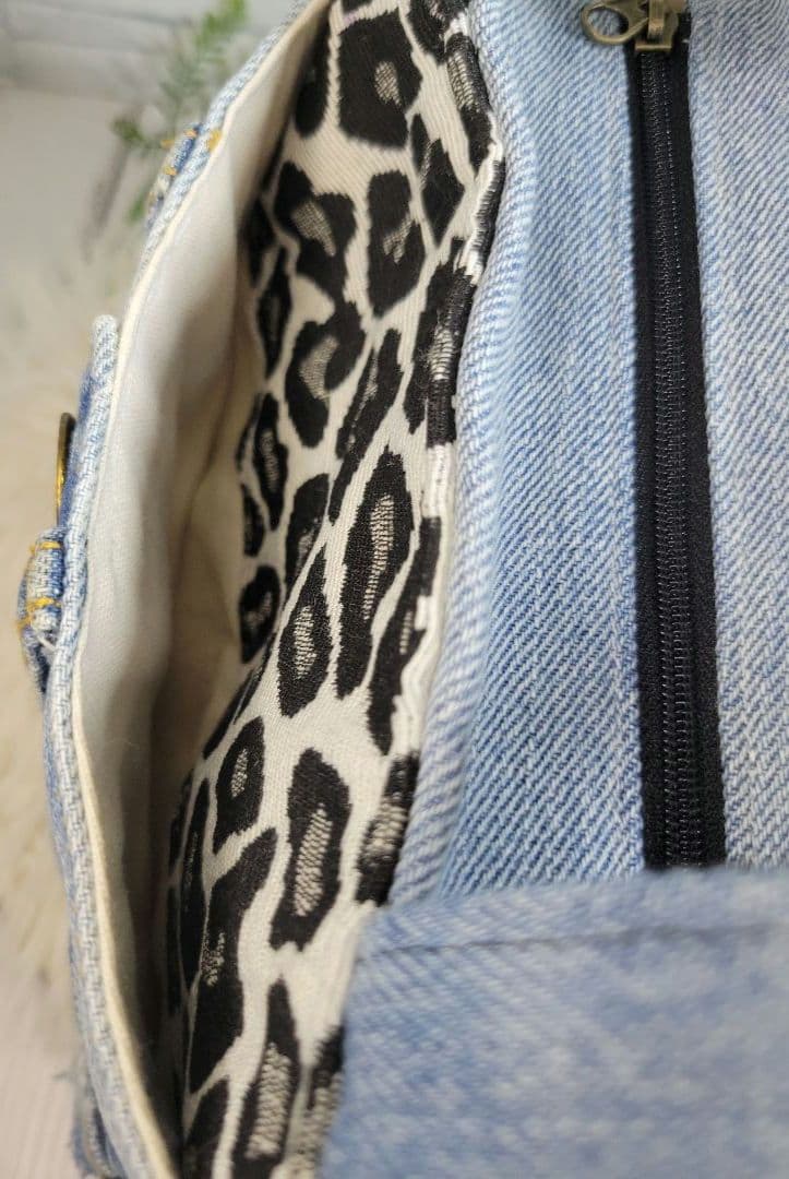 らん　[デニムリメイク]　サイドポケット付きトートバッグ(小)　№254