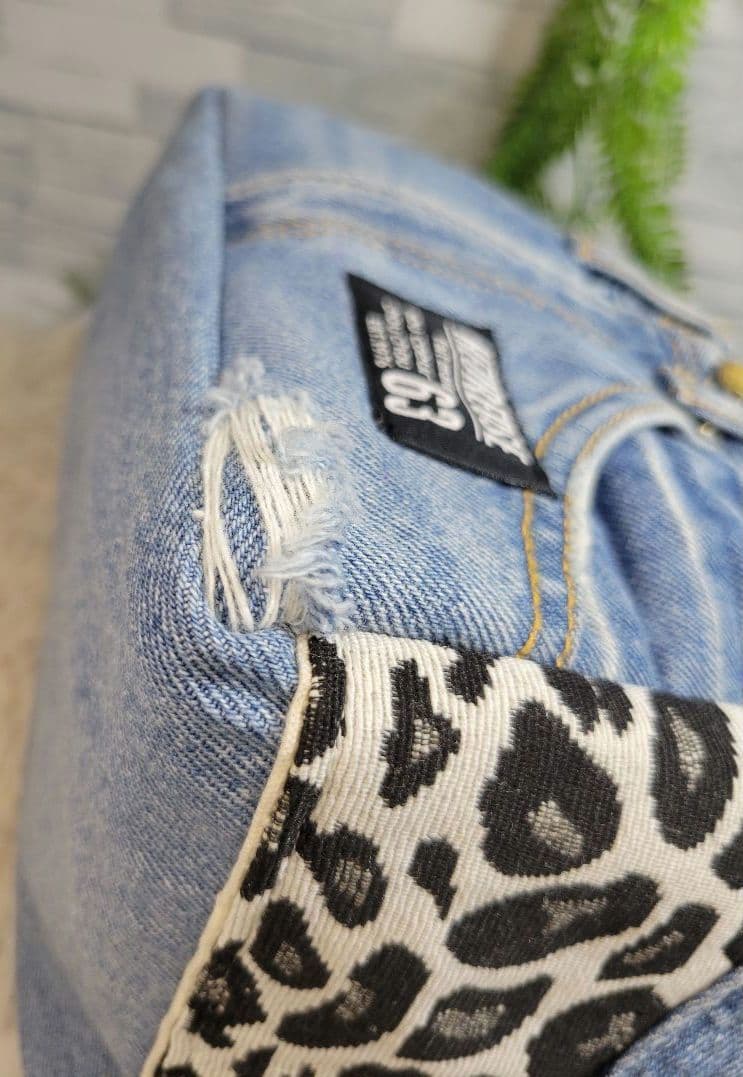 らん　[デニムリメイク]　サイドポケット付きトートバッグ(小)　№254