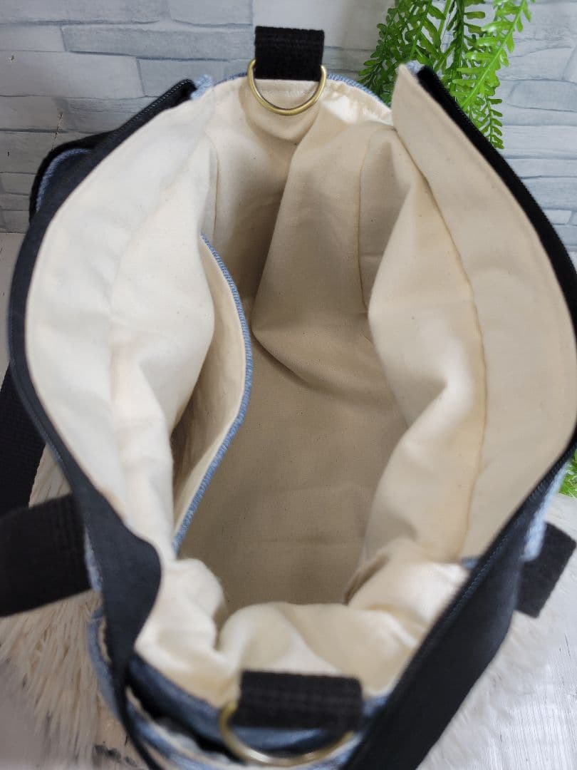 らん　[デニムリメイク]　サイドポケット付きトートバッグ(小)　№254