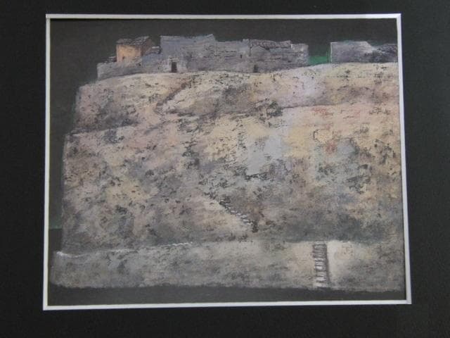 津田直樹、【海沿いの家】、希少な額装用画集より、状態良好、新品額装