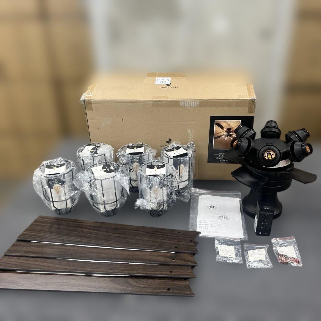 シーリングファン フィラメントLED 6灯 ゴールド JE-CF048-BK