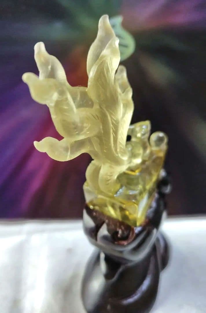 【希少・一点物】九尾 シトリン 置物 縁起物 インテリア風水