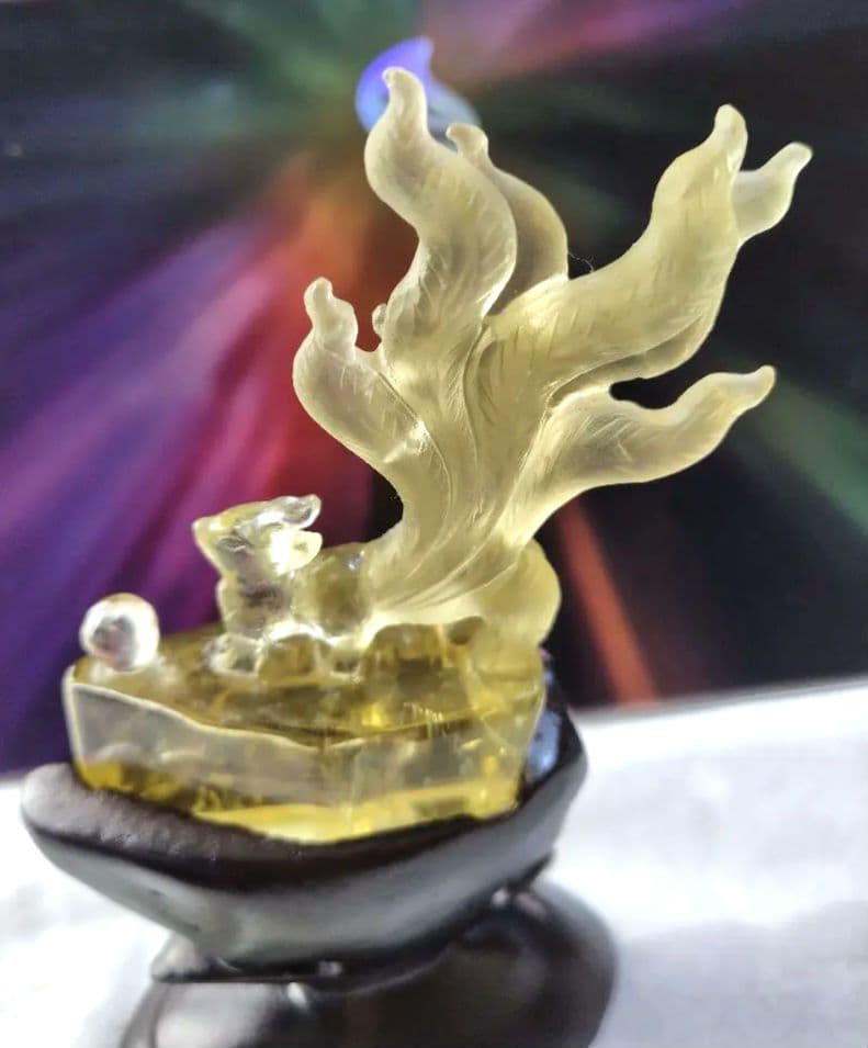 【希少・一点物】九尾 シトリン 置物 縁起物 インテリア風水