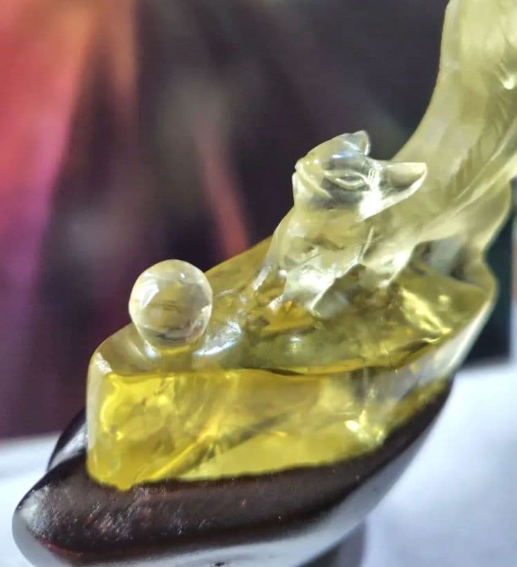 【希少・一点物】九尾 シトリン 置物 縁起物 インテリア風水