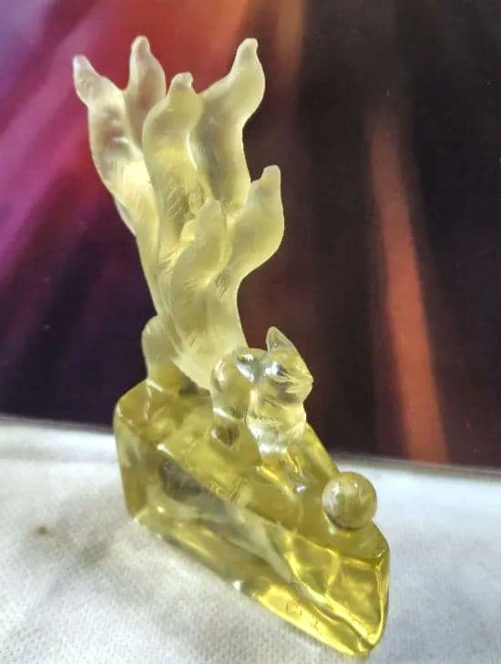 【希少・一点物】九尾 シトリン 置物 縁起物 インテリア風水