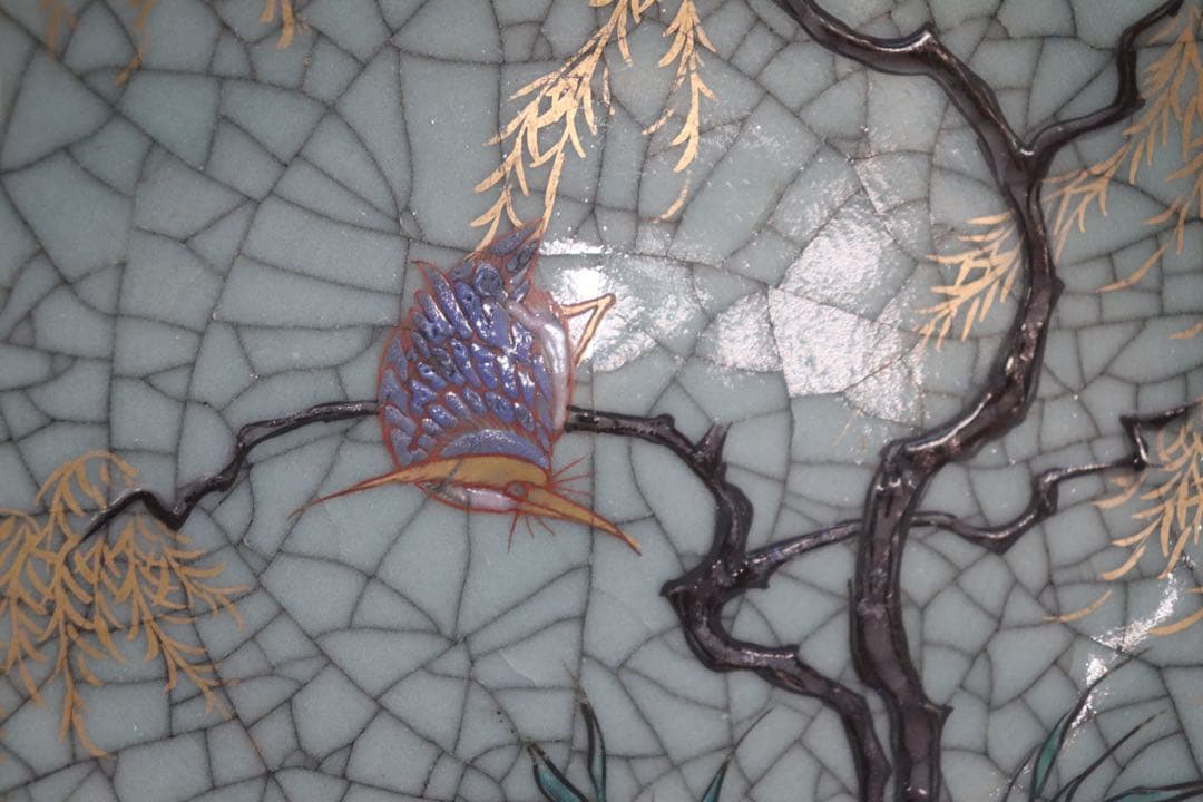 時代 ヒビ焼 水鳥紋大皿 アンティーク 送料込み250927 - メルカリ