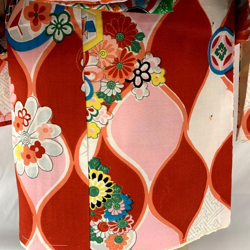 602ag21□七五三 三歳 セミアンティーク 女児 着物&被布 毬□状態良好