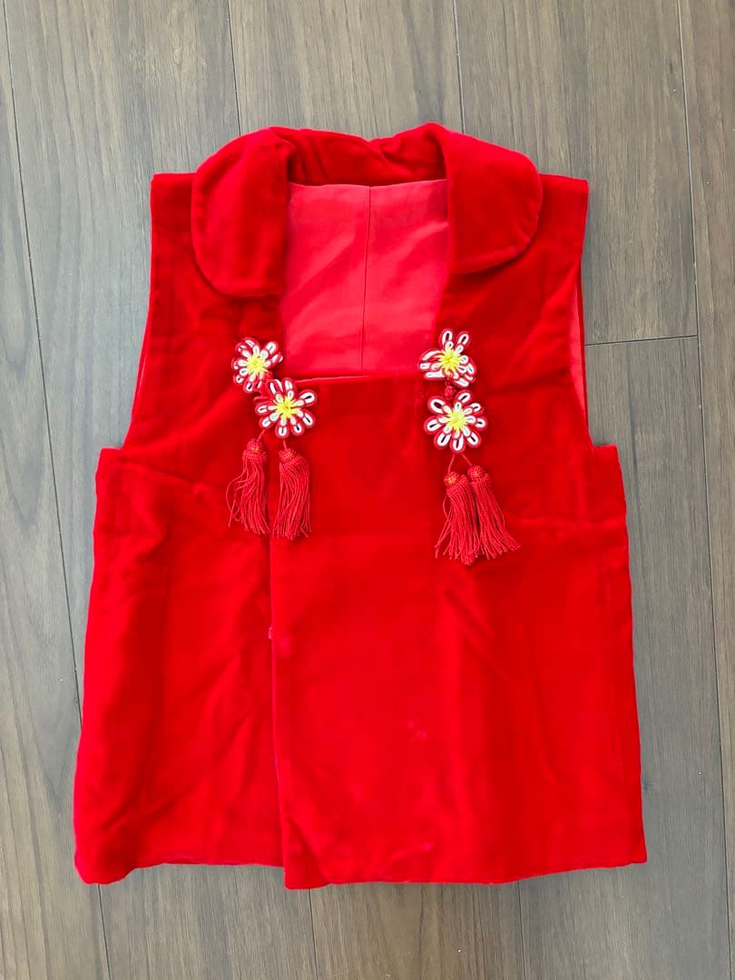 七五三 ３歳 アンティーク 菊丸紋着物 ベルベットの被布セット