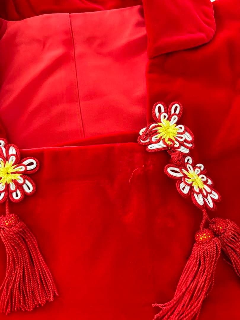 七五三 ３歳 アンティーク 菊丸紋着物 ベルベットの被布セット