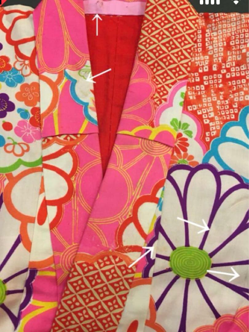 七五三 ３歳 アンティーク 菊丸紋着物 ベルベットの被布セット