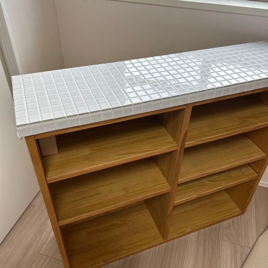 たのめる便】モモナチュラル キッチンワゴン タイル タイル キッチン