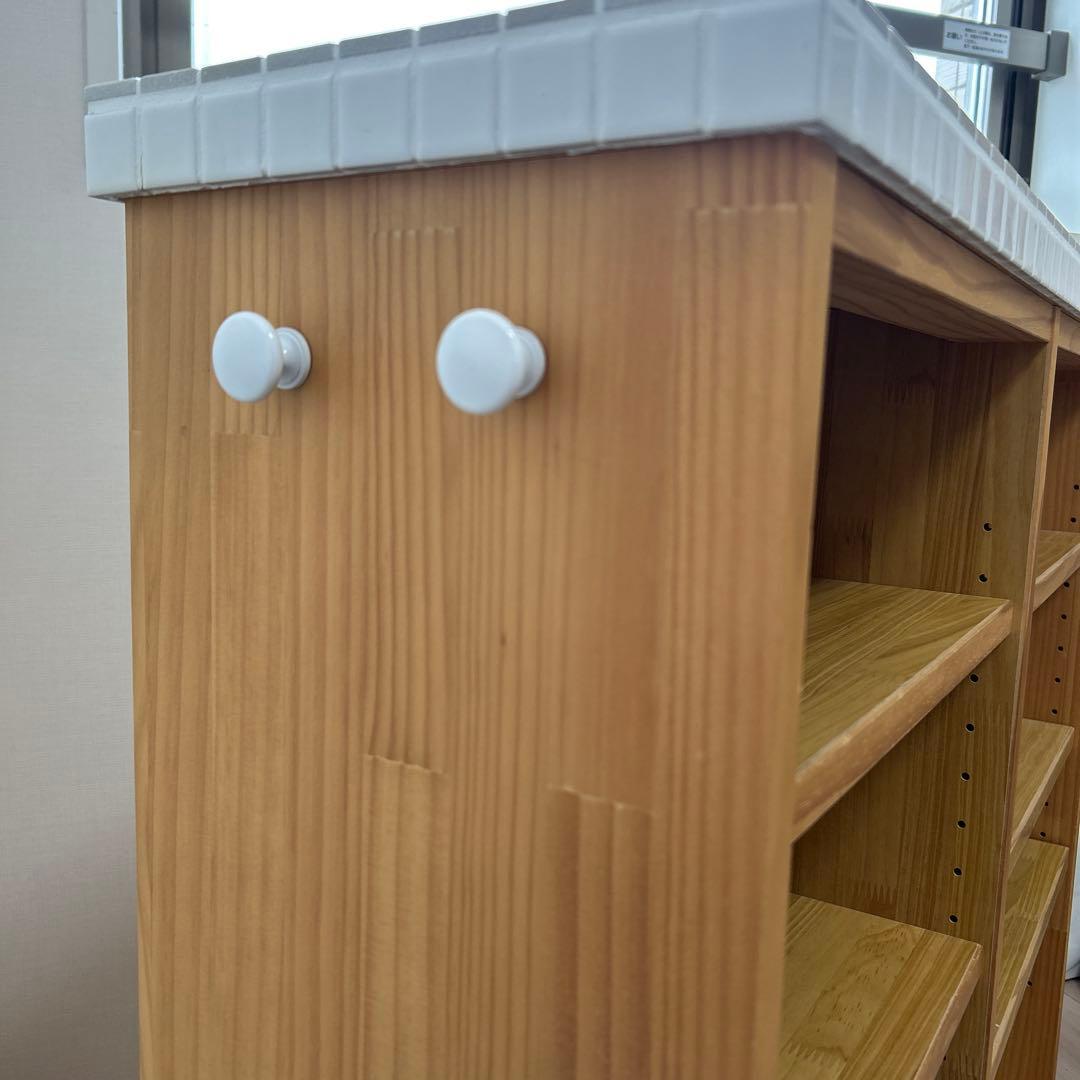 たのめる便】モモナチュラル キッチンワゴン タイル タイル キッチン