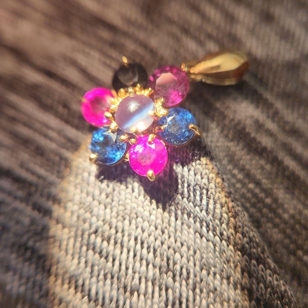 非加熱天然アレキサンドライトキャッツアイK18 ネックレストップ 0.252ct