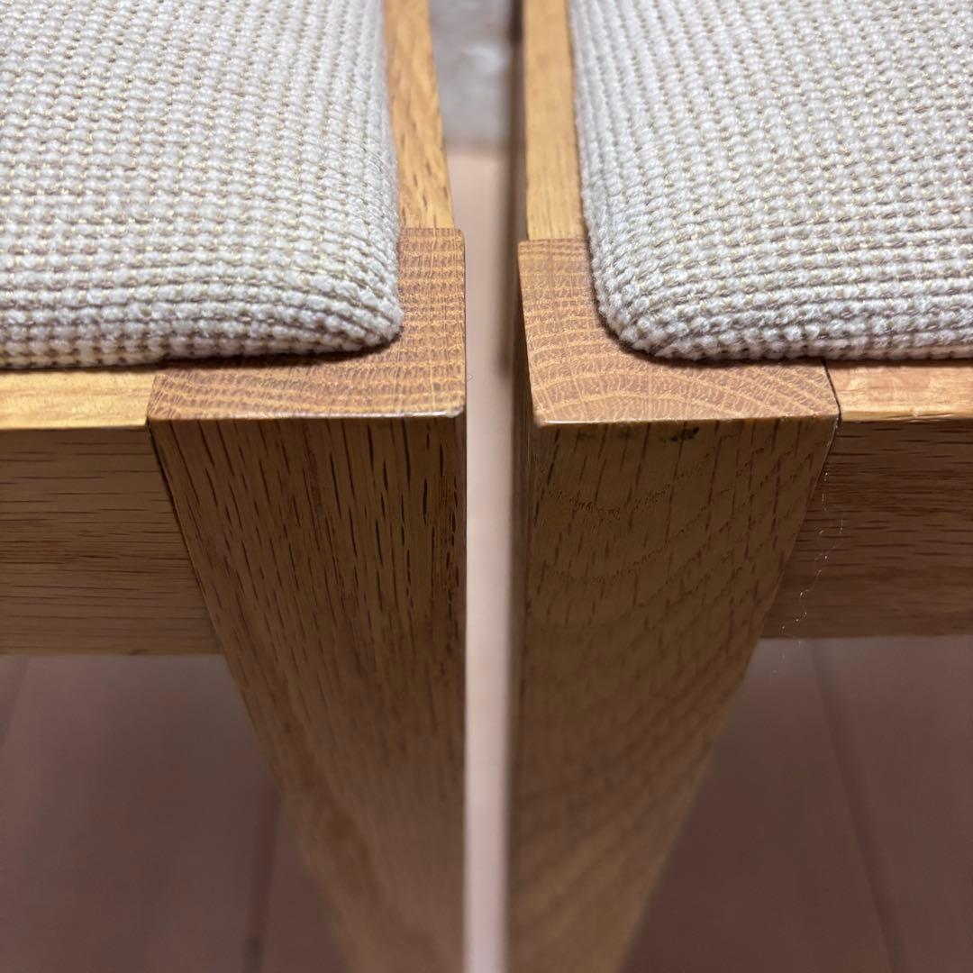 美品 藤栄 タッグアームチェア 2脚セット ダイニングチェア 天然木