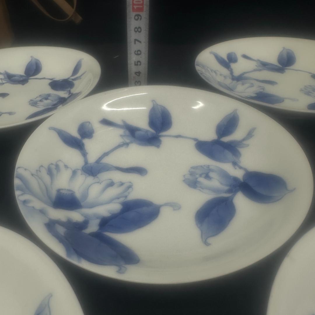 美品！平户焼　花鳥図 皿　5枚 古美術 明治時代