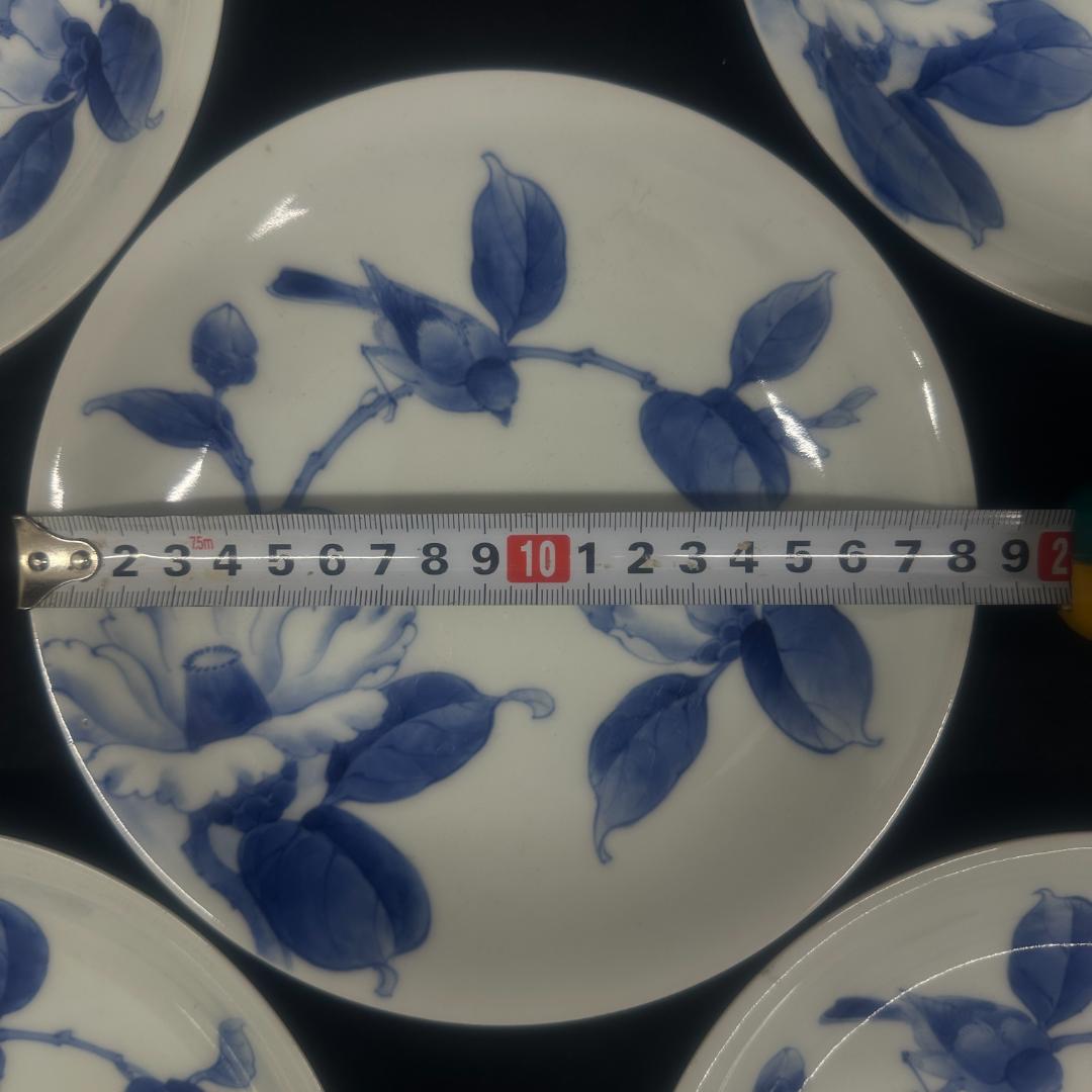 美品！平户焼　花鳥図 皿　5枚 古美術 明治時代