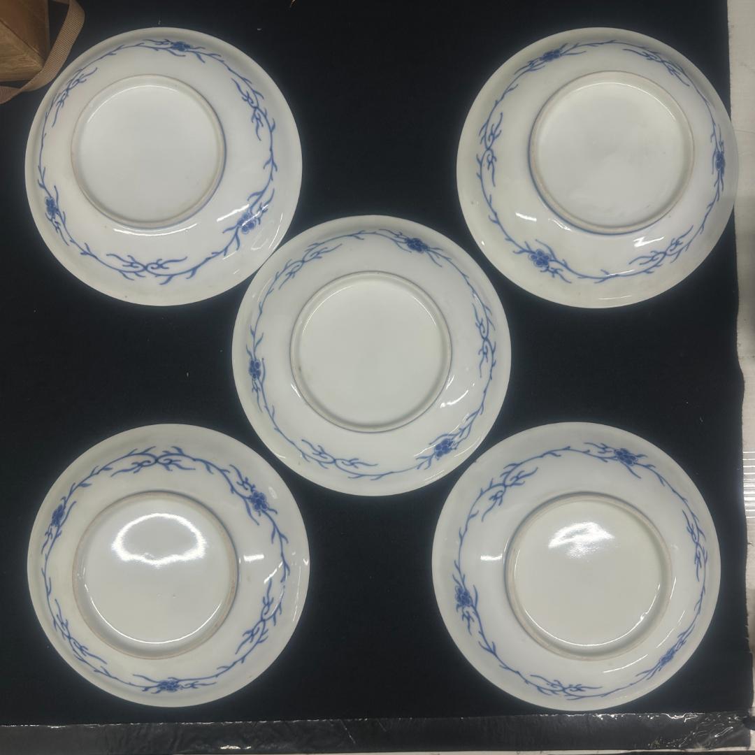 美品！平户焼　花鳥図 皿　5枚 古美術 明治時代