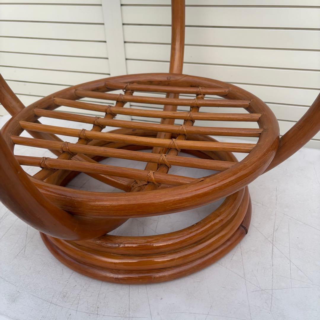 昭和レトロ センターテーブル66ｃｍ ラタン ガラス テーブル 籐