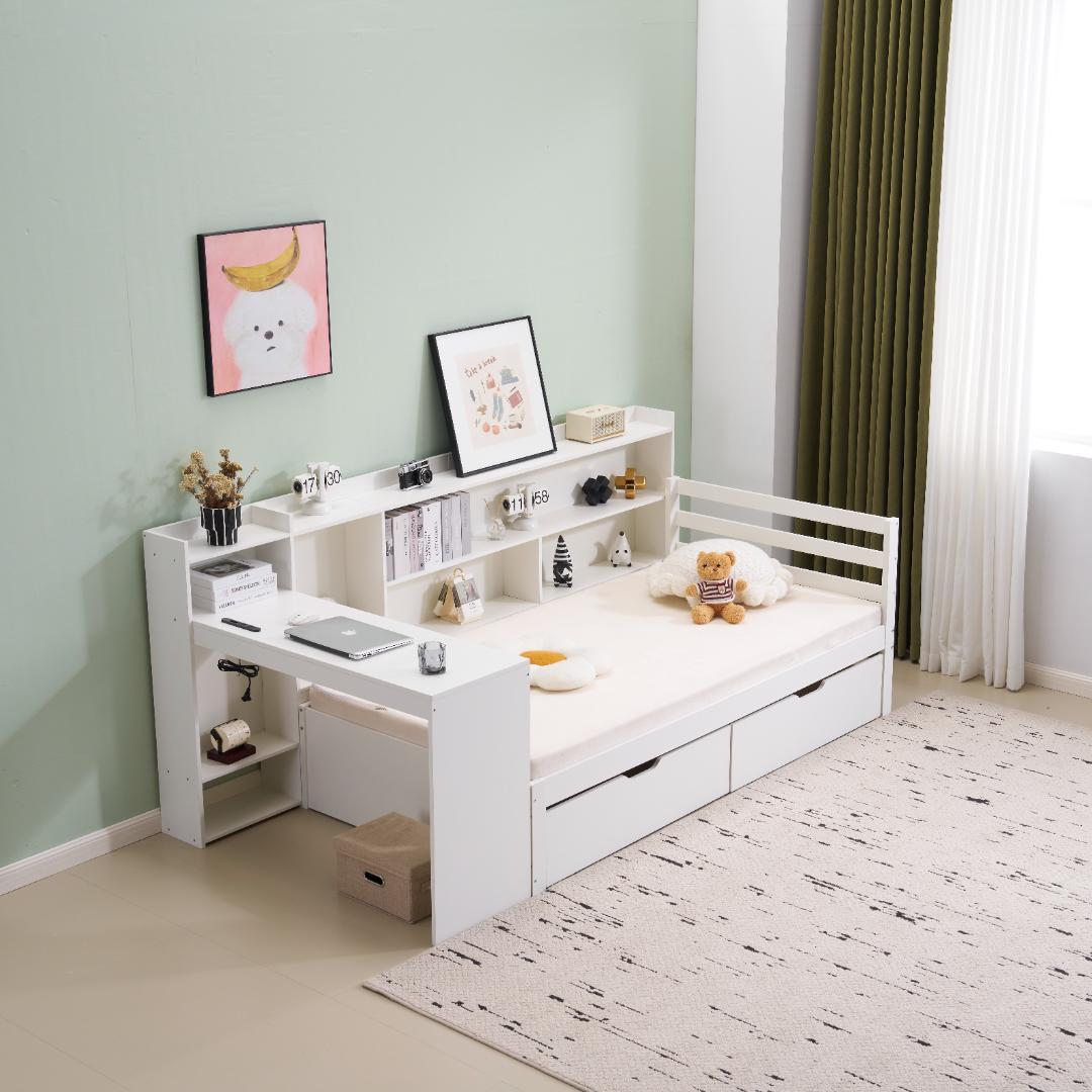 システムベッド 頑丈 階段 天然木 パイン材 収納　引き出し コンセント付き