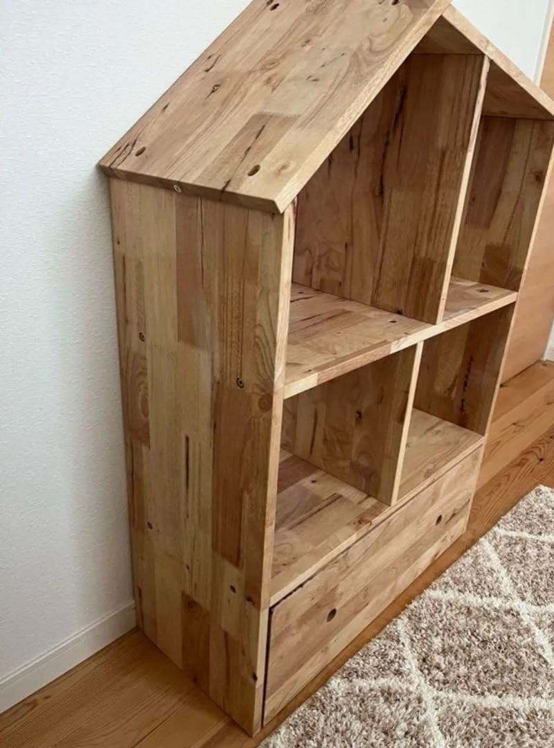 美品　三角屋根　シェルフ本棚　収納棚オープンシェルフ　子ども部屋　ナチュラル木製