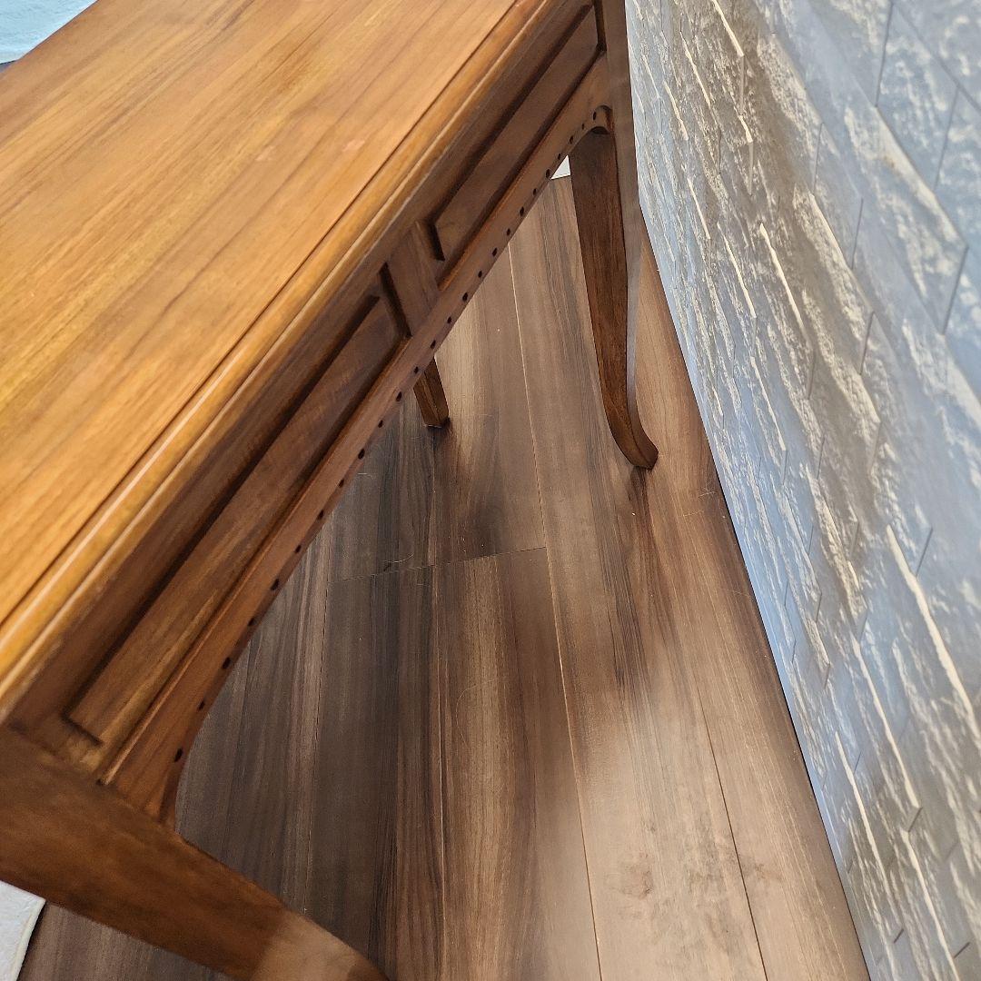 チーク 無垢材 アンティーク風 猫脚 コンソールテーブル