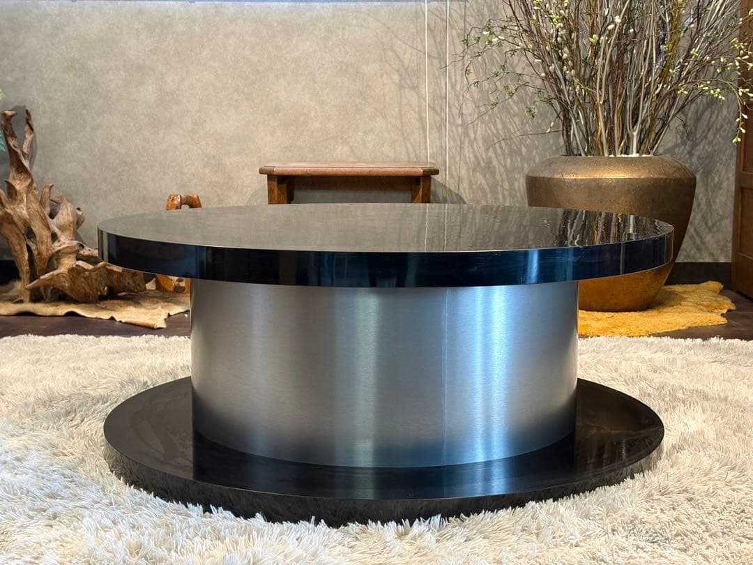 ラウンドテーブル センターテーブル 円卓 ブラック モダンデコ nZ