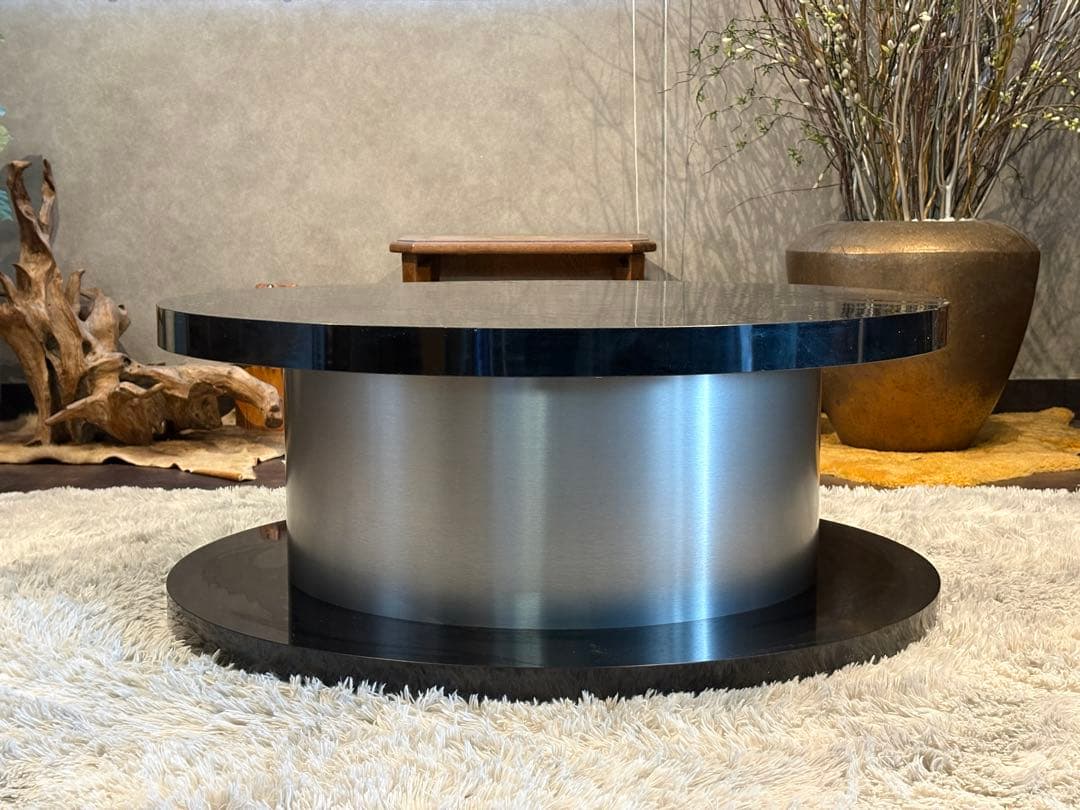 ラウンドテーブル センターテーブル 円卓 ブラック モダンデコ nZ