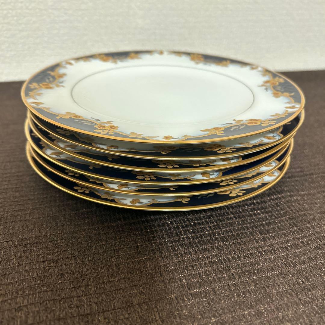 大倉陶園　瑠璃金彩薔薇　デザートプレート　20cm