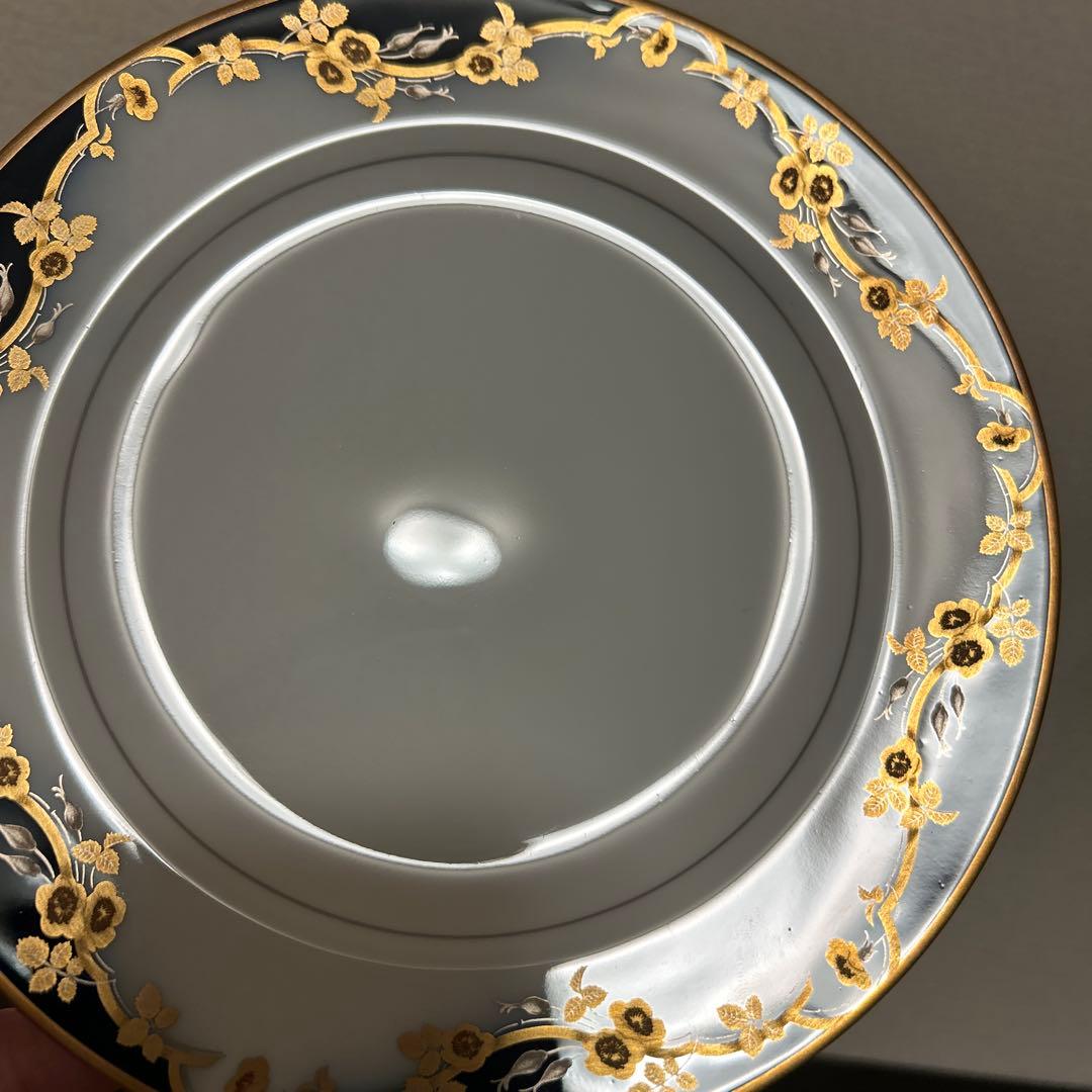 大倉陶園　瑠璃金彩薔薇　デザートプレート　20cm