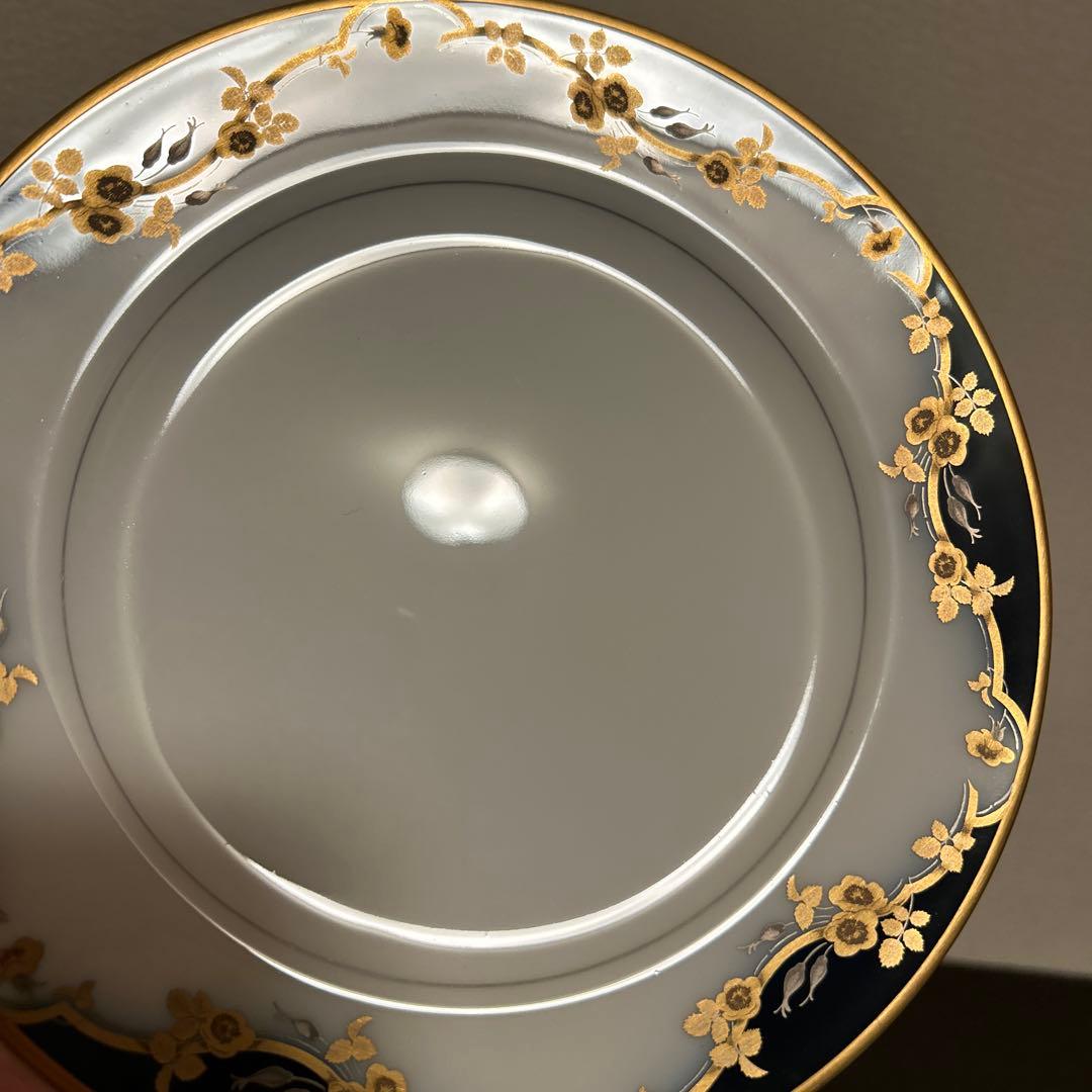 大倉陶園　瑠璃金彩薔薇　デザートプレート　20cm