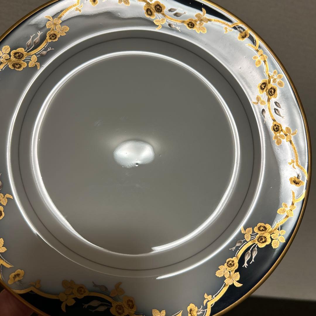 大倉陶園　瑠璃金彩薔薇　デザートプレート　20cm