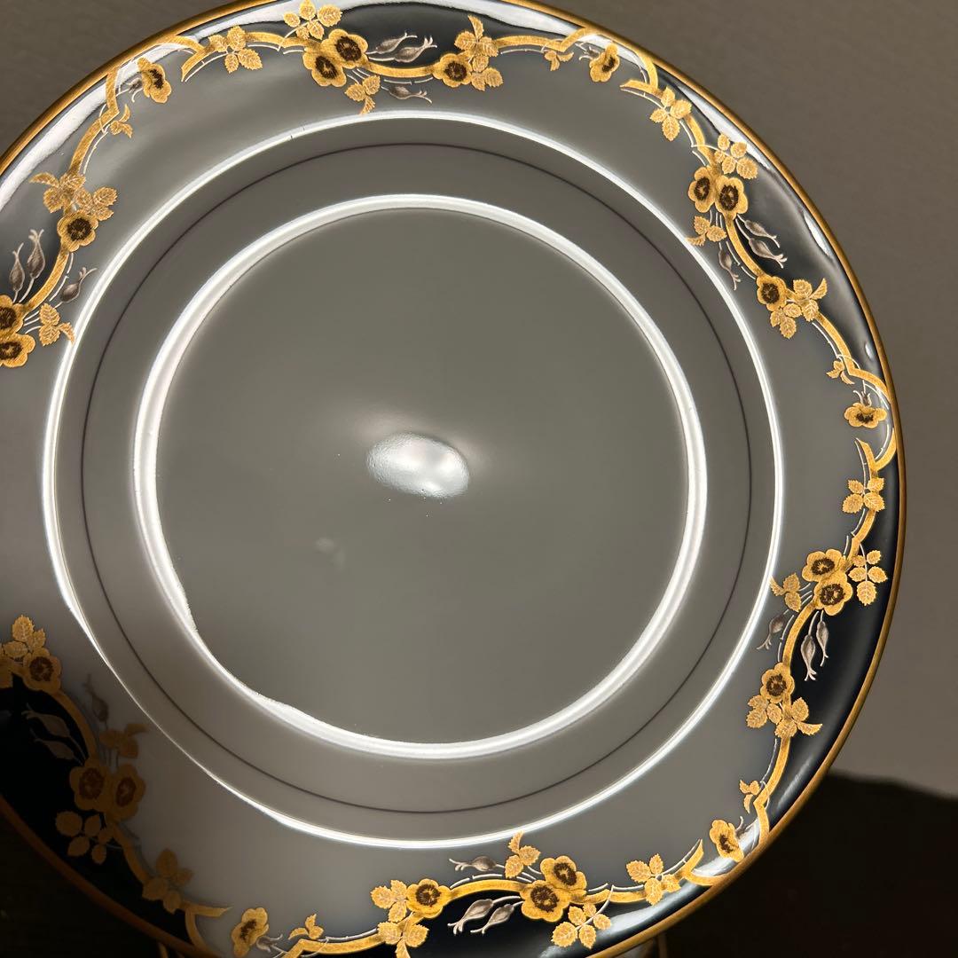 大倉陶園　瑠璃金彩薔薇　デザートプレート　20cm