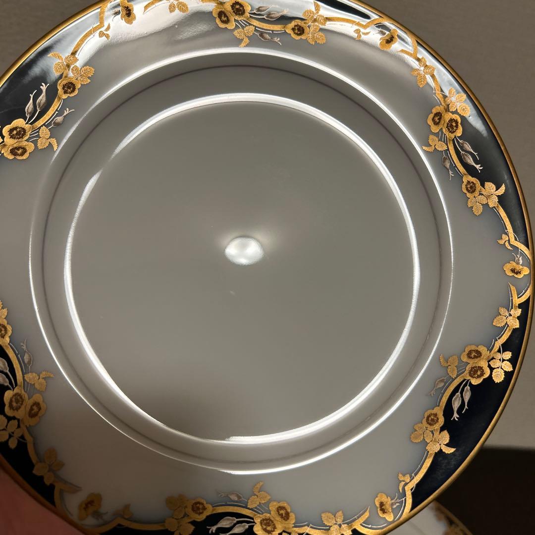 大倉陶園　瑠璃金彩薔薇　デザートプレート　20cm