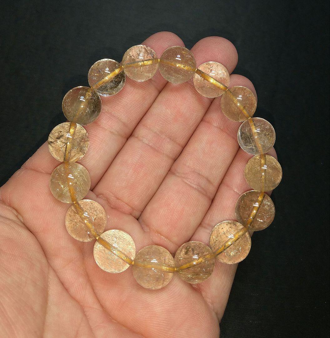 【お買い得】ゴールドルチルクォーツ　１３㎜　ブレスレット　特価