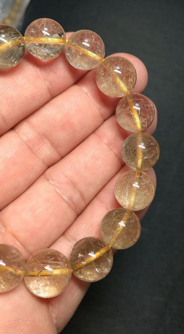 【お買い得】ゴールドルチルクォーツ　１３㎜　ブレスレット　特価