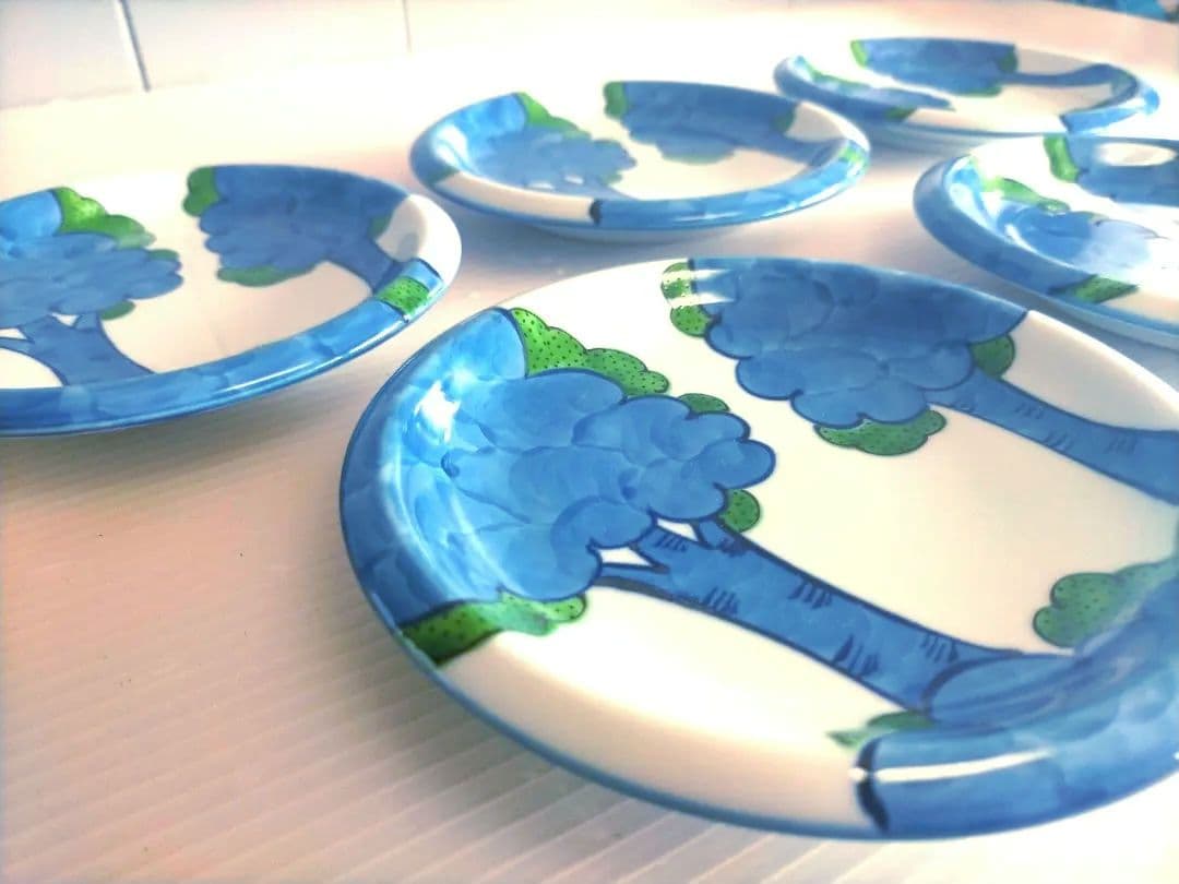 【新品未使用 】 源右衛門 染錦 大樹 銘々皿 5枚 共箱