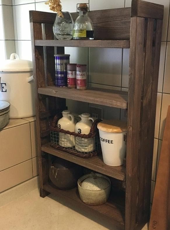 【サイズオーダー可】可動棚付き収納棚 CDラック スパイスラック（可動棚2枚付）