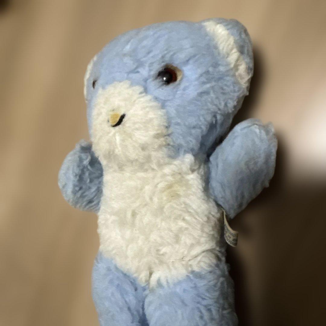 レア　アンティーク　ぬいぐるみ　ブルーベア　クマmade in BRITAIN